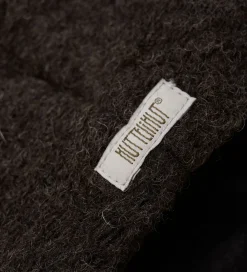 Huttelihut Huer Og Hatte|Babyhjelme*Hue - Uld - Dark Brown Melange m. Kvast