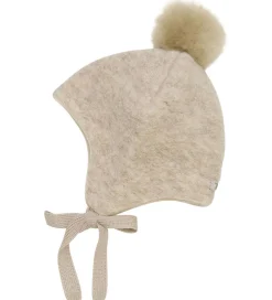 Huer Og Hatte|Babyhjelme-Huttelihut Hue - Uld - Sand Melange m. Kvast
