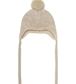 Huer Og Hatte|Babyhjelme-Huttelihut Hue - Uld - Sand Melange m. Kvast