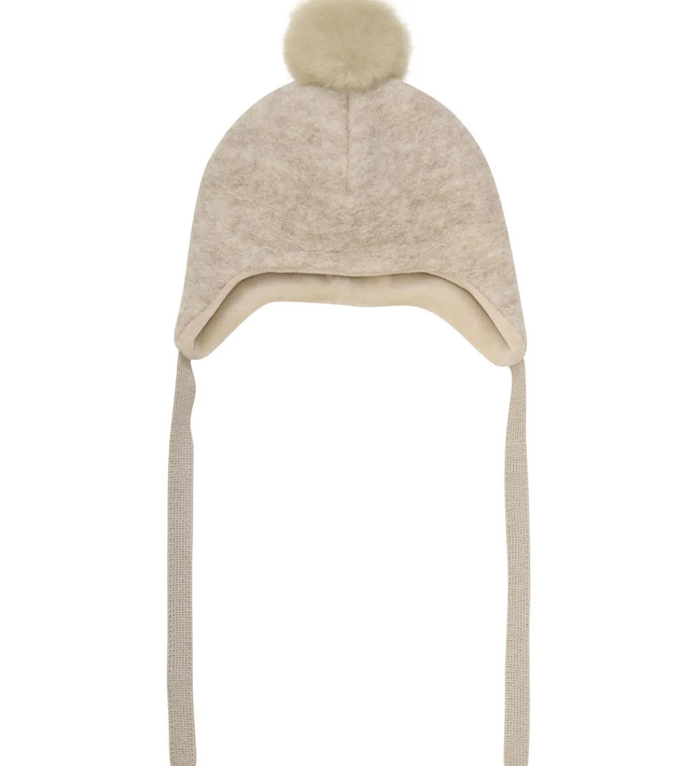 Huer Og Hatte|Babyhjelme-Huttelihut Hue - Uld - Sand Melange m. Kvast