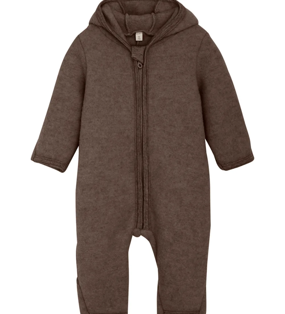 Køredragter-Huttelihut Køredragt - Uldfleece - Brown Melange m. Ører