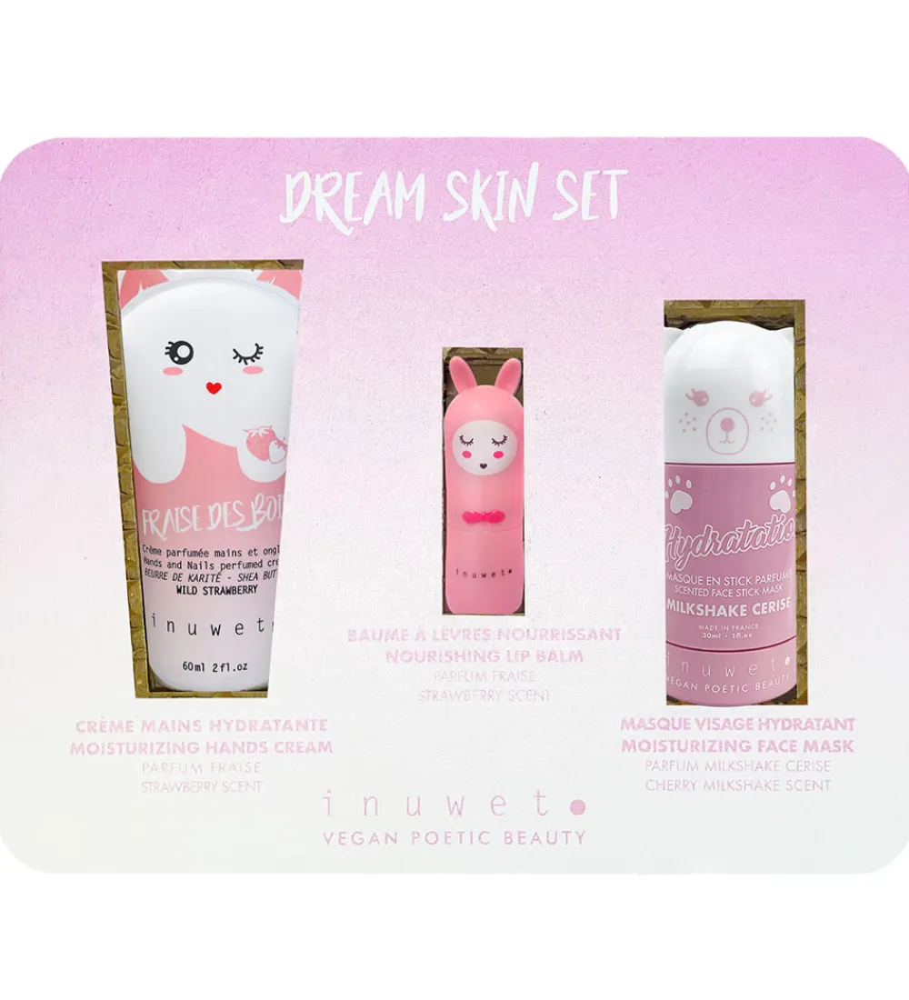 Pleje- Og Toiletartikler|Cremer-Inuwet Gavesæt - Håndcreme/Læbepomade/Ansigtsmaske - Pink