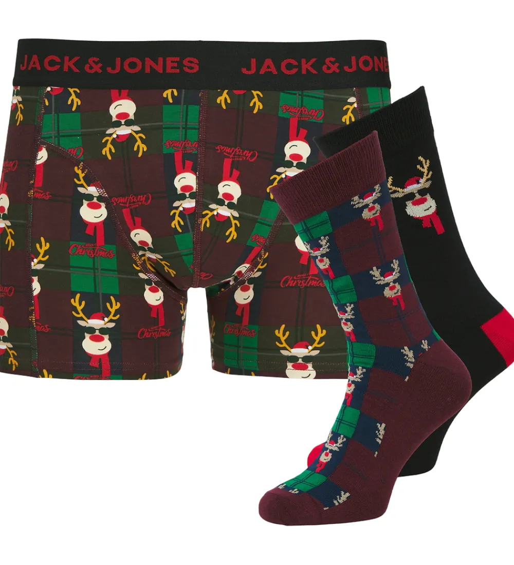 Undertøj-Jack & Jones Gaveæske - Boxershorts/Strømper - JacRudolph - Wine