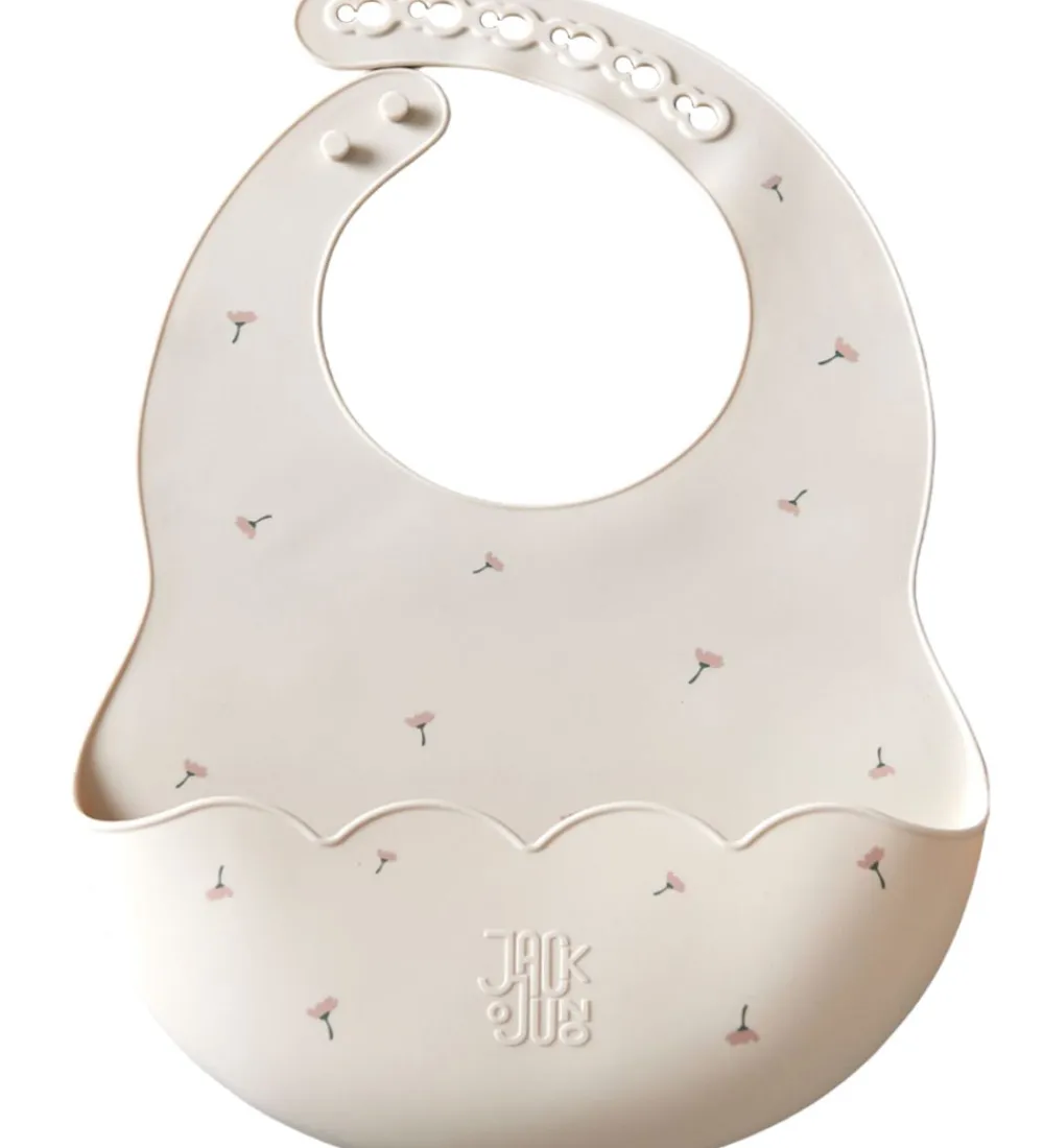 Hagesmække-Jack o Juno Hagesmæk - Silikone - Poppy in Bloom - Cream m. Prin