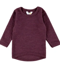 Joha Uld*Bluse - Uld - Rib - Blomme