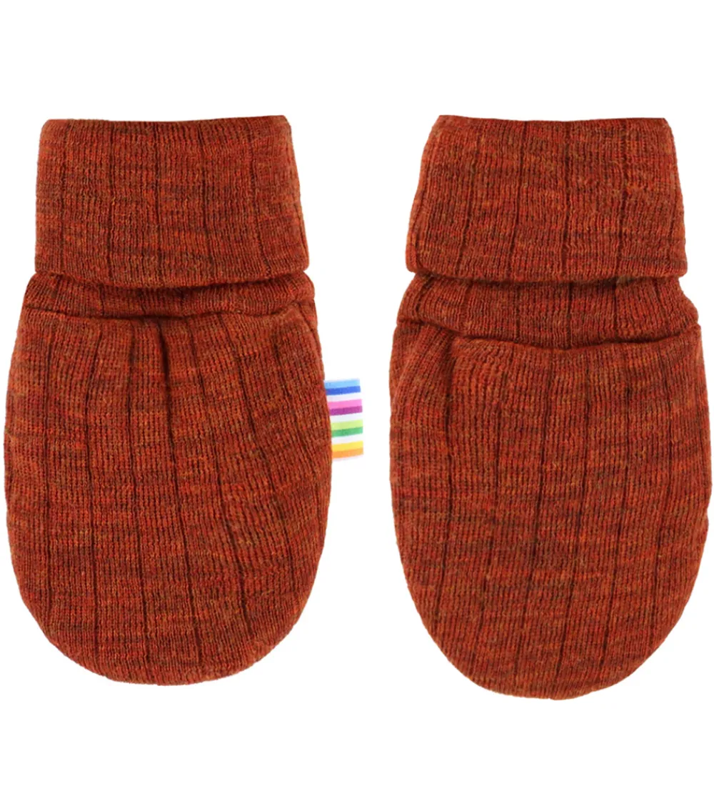 Handsker Og Luffer|Uld-Joha Luffer - Uld - Rib - Rust