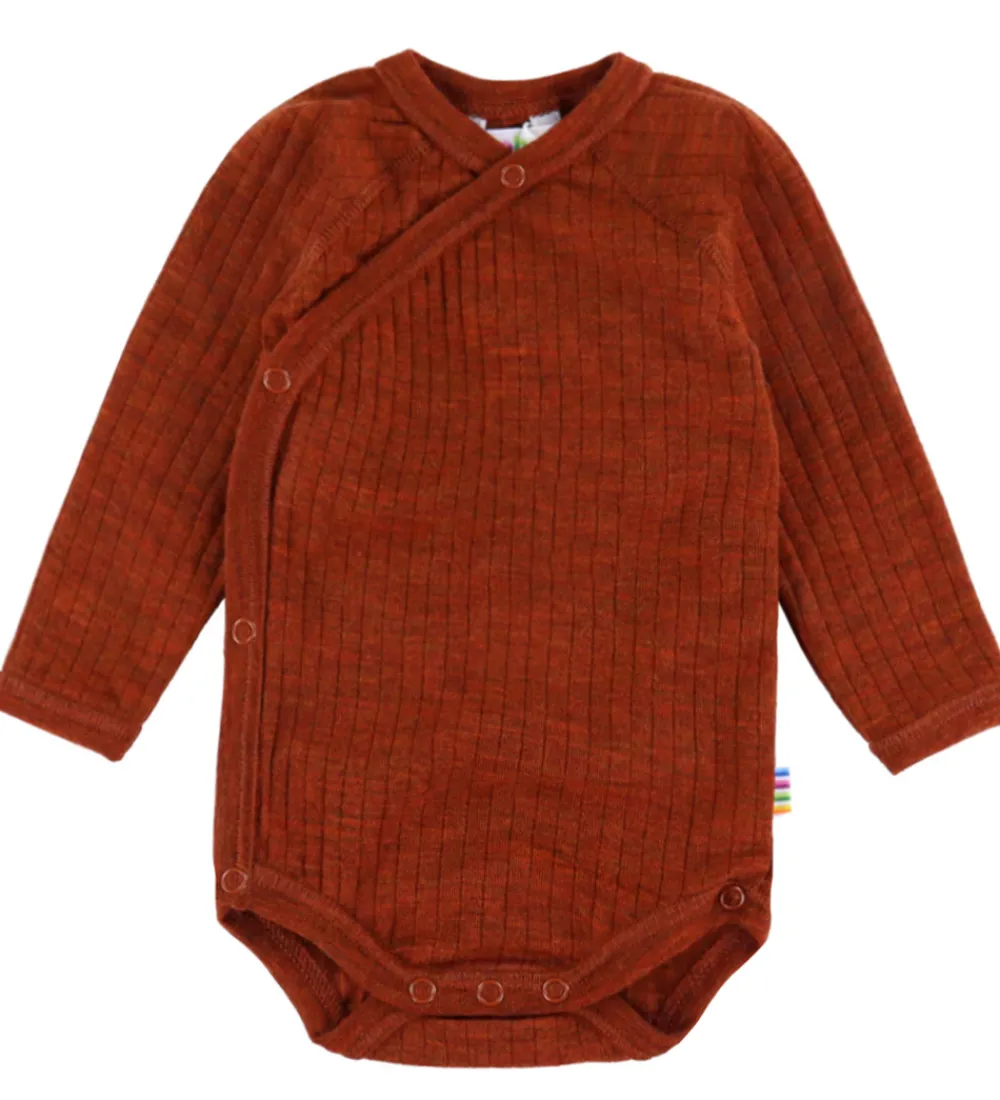 Bodyer|Uld-Joha Slå-om Body l/æ - Uld - Rib - Rust