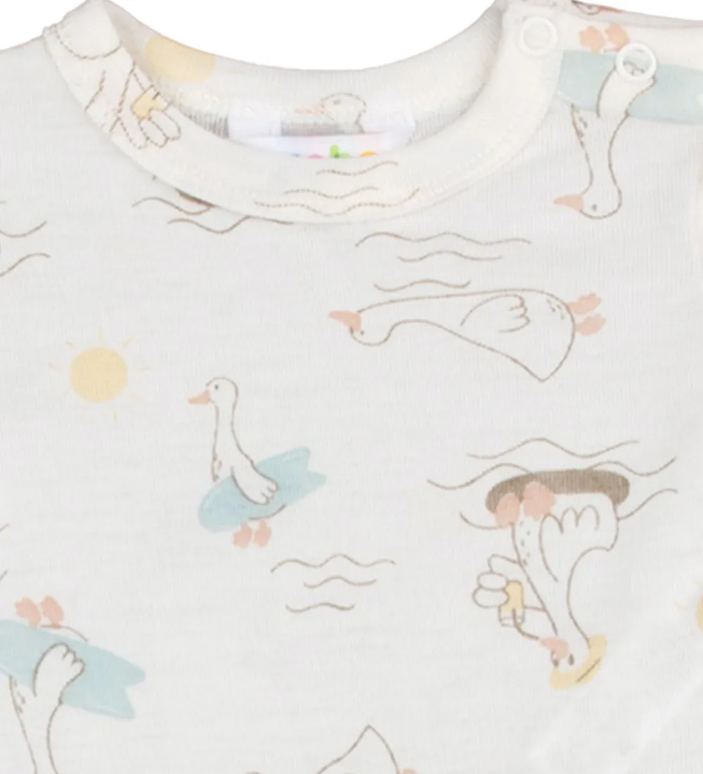 Joha Sommerdragter*Sommerdragt - Uld/Silke - Off White m. Print