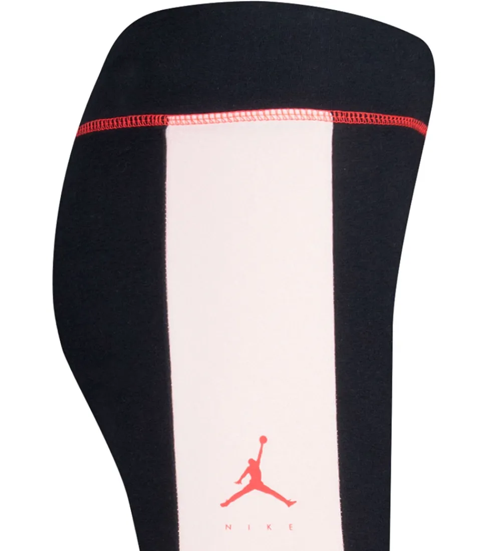 Jordan Træningsbukser|Gymnastiktøj*Leggings - Big Jumpman X Nike - Sort m. Rosa/Neon