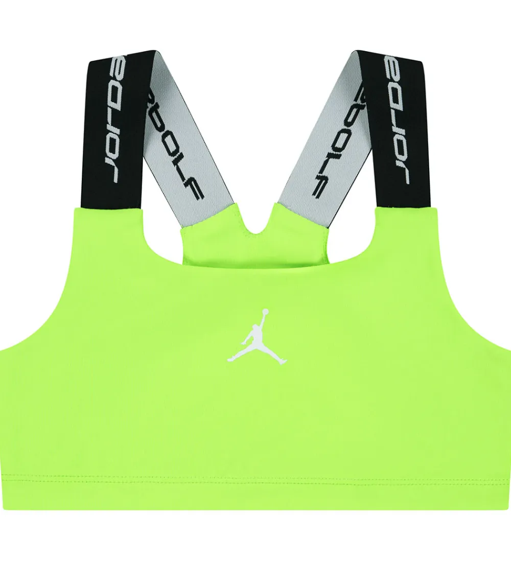 T-Shirts Og Toppe-Jordan Sportstop - Dri-Fit - Electric Green m. Logo