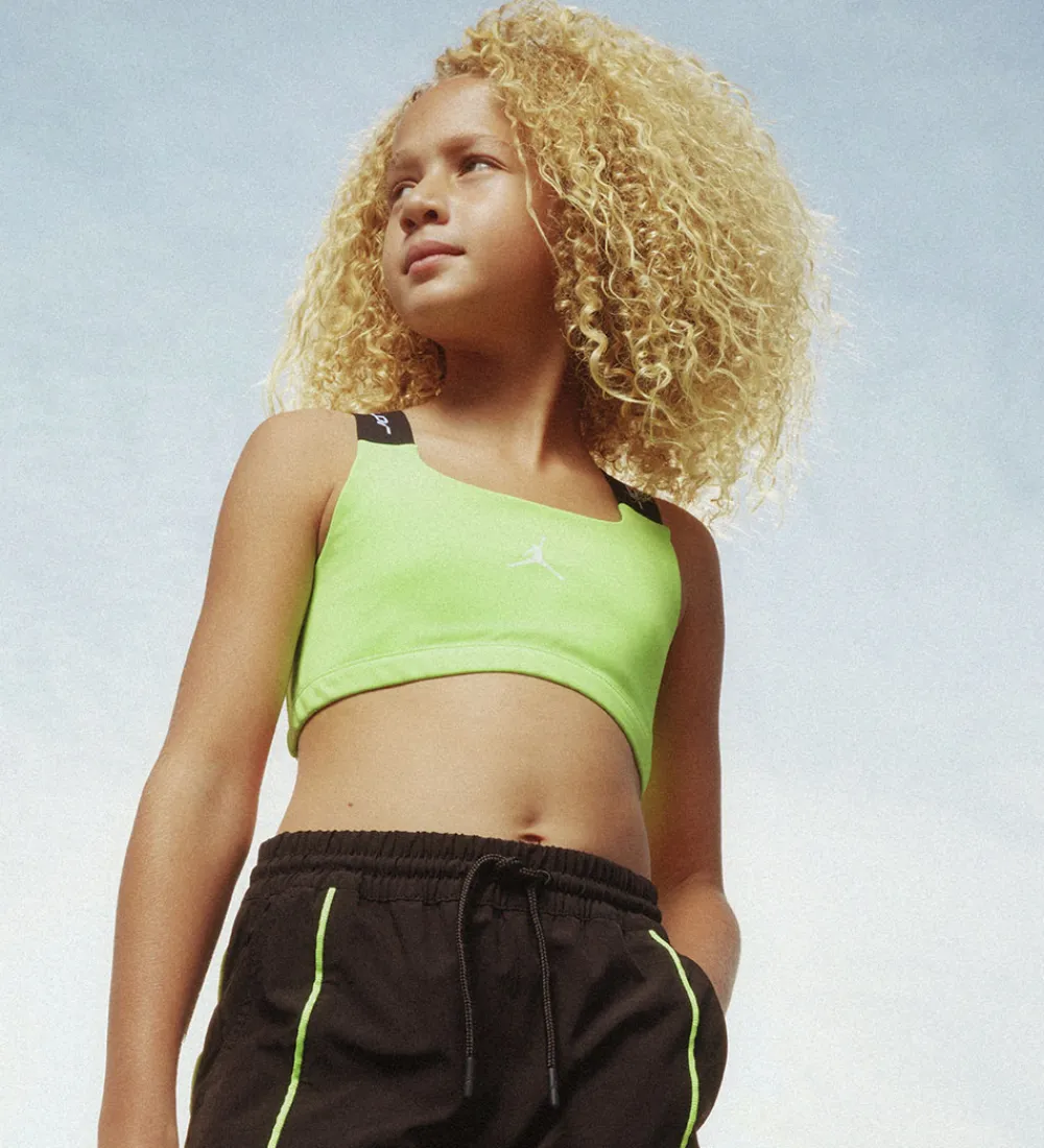 T-Shirts Og Toppe-Jordan Sportstop - Dri-Fit - Electric Green m. Logo