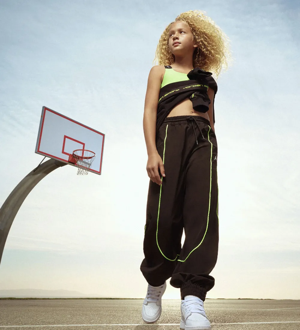 T-Shirts Og Toppe-Jordan Sportstop - Dri-Fit - Electric Green m. Logo