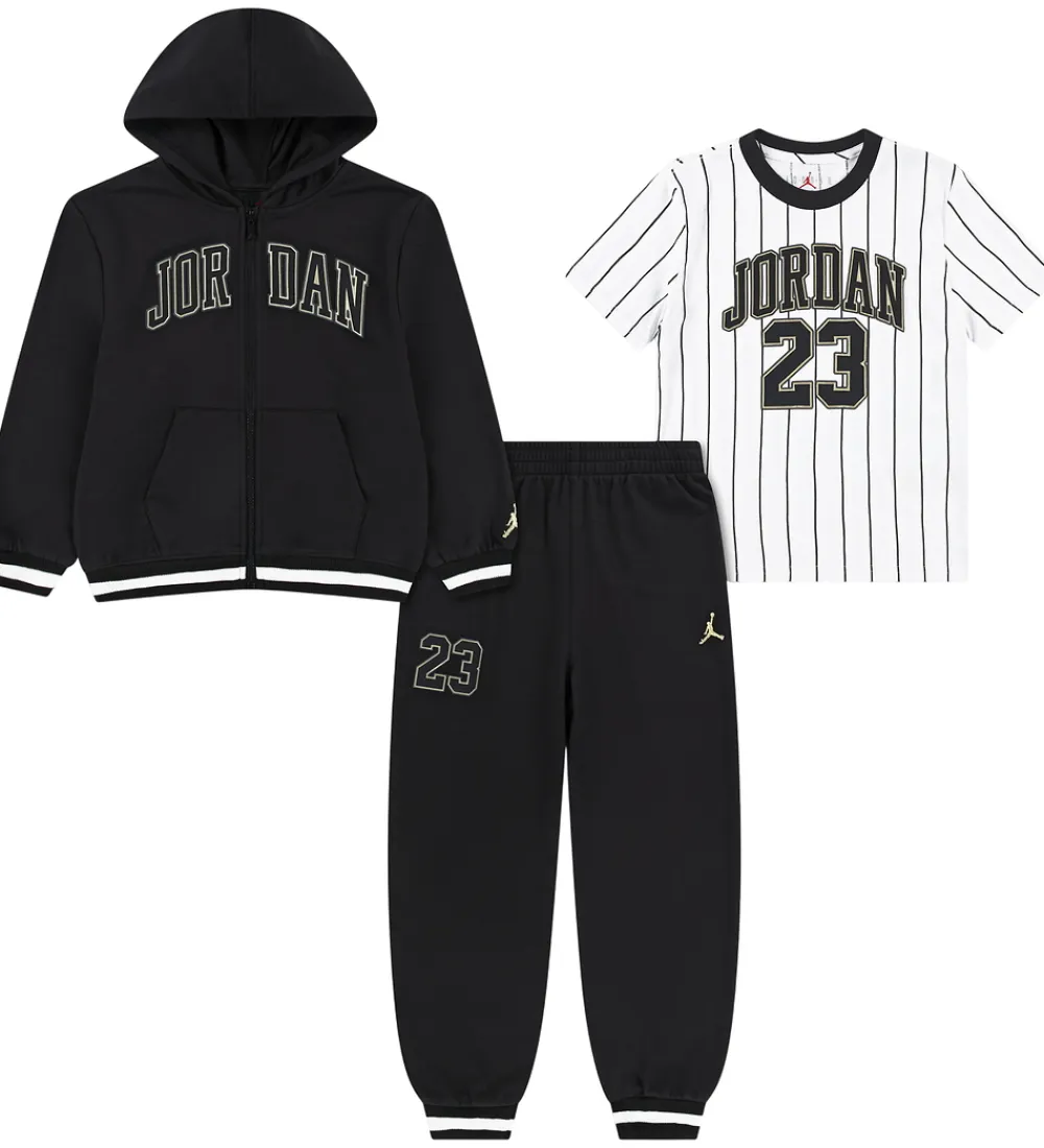 Jordan T-Shirts*Sweatsæt - Sort/Hvid m. Guld