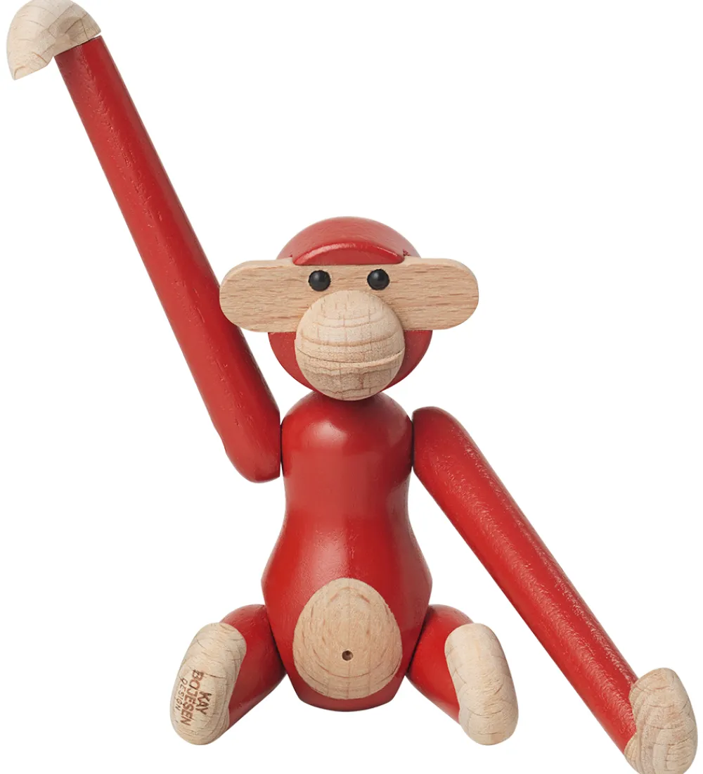 Kay Bojesen Pyntefigurer*Træfigur - Abe - 9,5 cm - Vintage - Mini - Rød