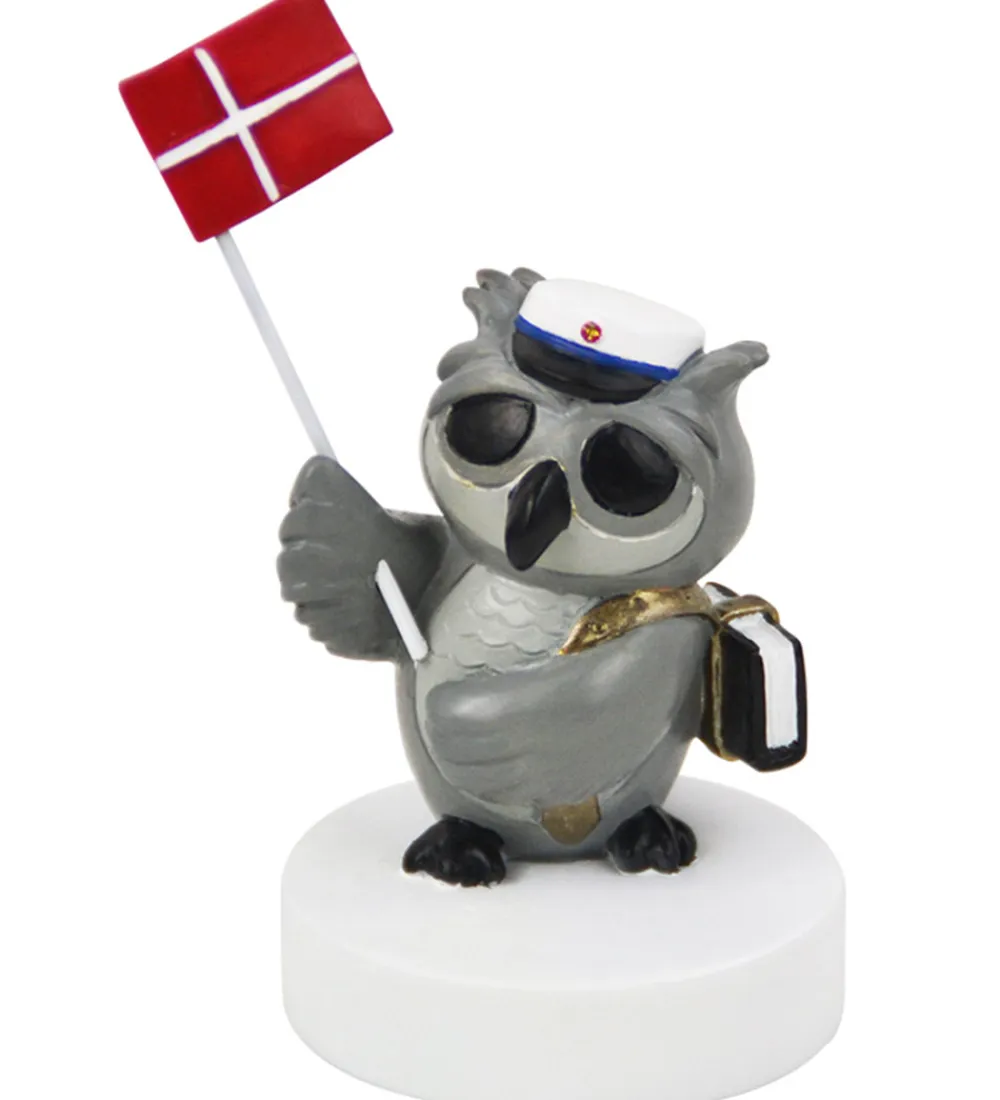 Kids by Friis Pyntefigurer*Ugle m. Bog Og Flag - Blå