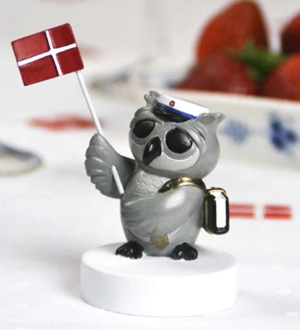 Kids by Friis Pyntefigurer*Ugle m. Bog Og Flag - Blå