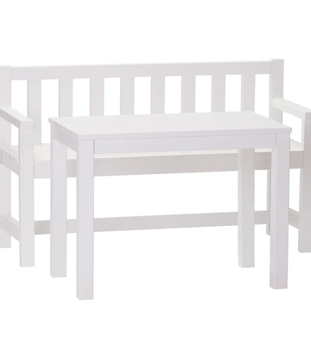 Kids Concept Bænke|Borde*Havesæt - Træ - 90x33x55/60x35x45 cm - Hvid