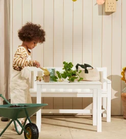 Kids Concept Bænke|Borde*Havesæt - Træ - 90x33x55/60x35x45 cm - Hvid