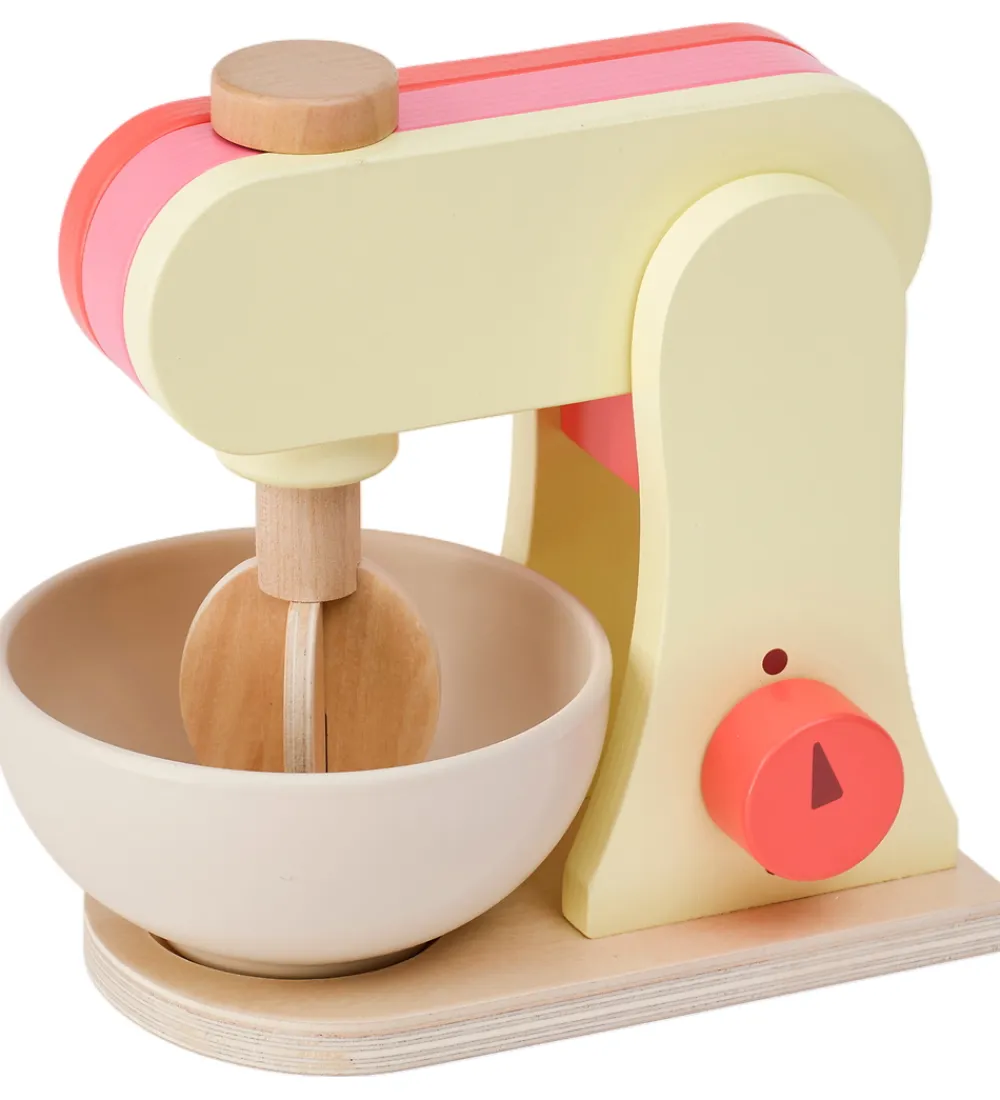 Trælegetøj|Rolleleg-Kids Concept Røremaskine - Træ - 17 cm - Lysegul/Rosa