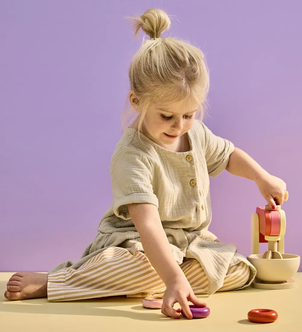Trælegetøj|Rolleleg-Kids Concept Røremaskine - Træ - 17 cm - Lysegul/Rosa