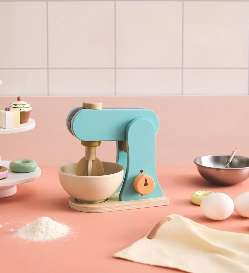 Kids Concept Trælegetøj|Rolleleg*Røremaskine - Træ - 17 cm - Blå