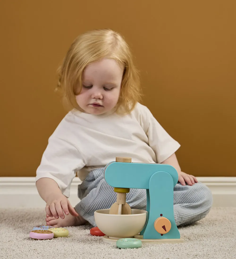 Kids Concept Trælegetøj|Rolleleg*Røremaskine - Træ - 17 cm - Blå