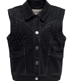 Veste-Kids Only Denimvest - KogKennedy - Washed Black/Rhinestone