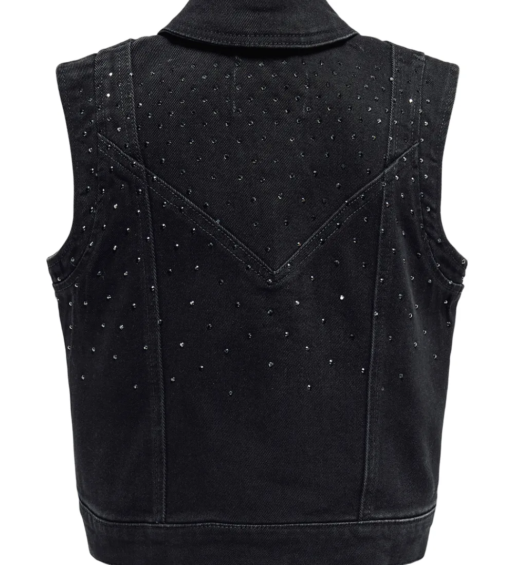 Veste-Kids Only Denimvest - KogKennedy - Washed Black/Rhinestone