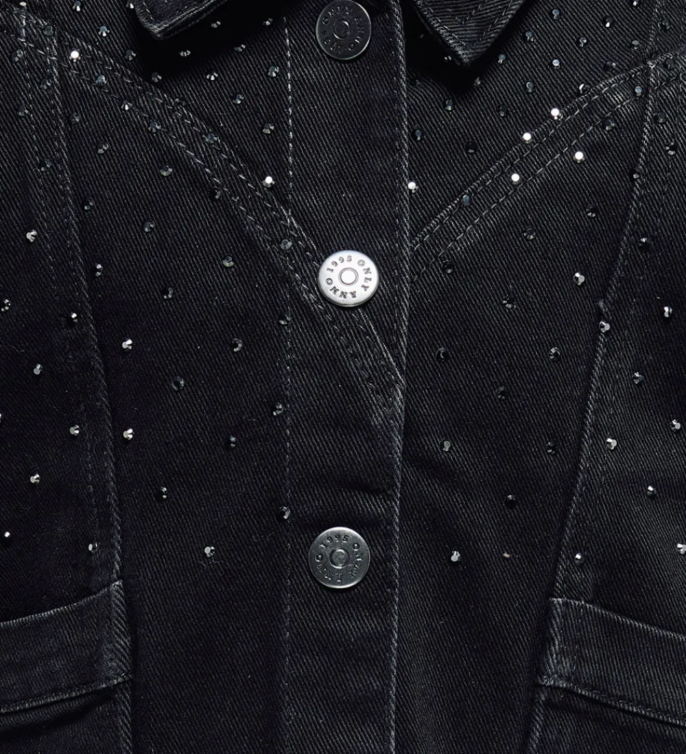 Veste-Kids Only Denimvest - KogKennedy - Washed Black/Rhinestone