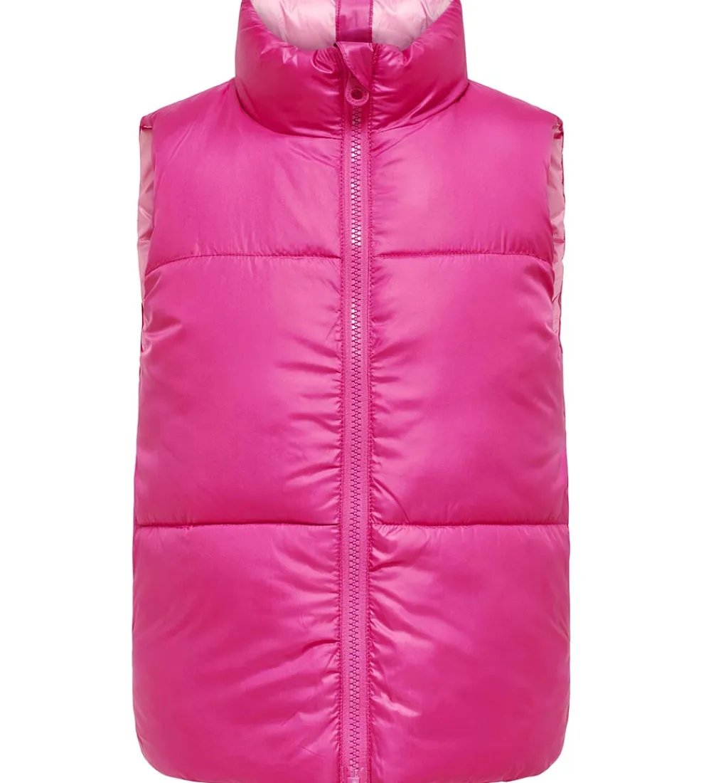 Veste|Dunveste Og Dyneveste-Kids Only Dynevest - Vendbar - KogNewRicky - Raspberry Rose/Bego