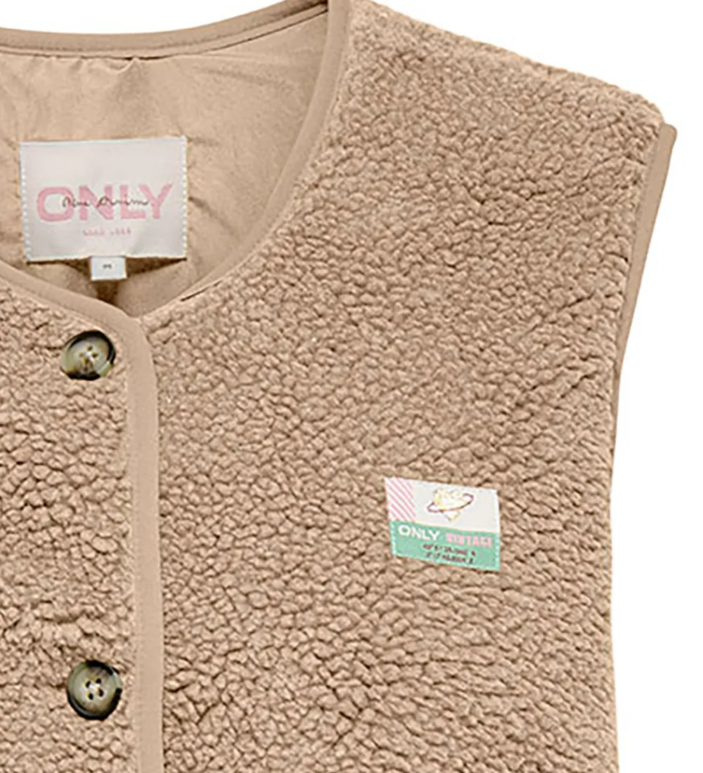 Kids Only Veste*Fleecevest - Teddy - KogBaby - Cuban Sand/Vintage Badg