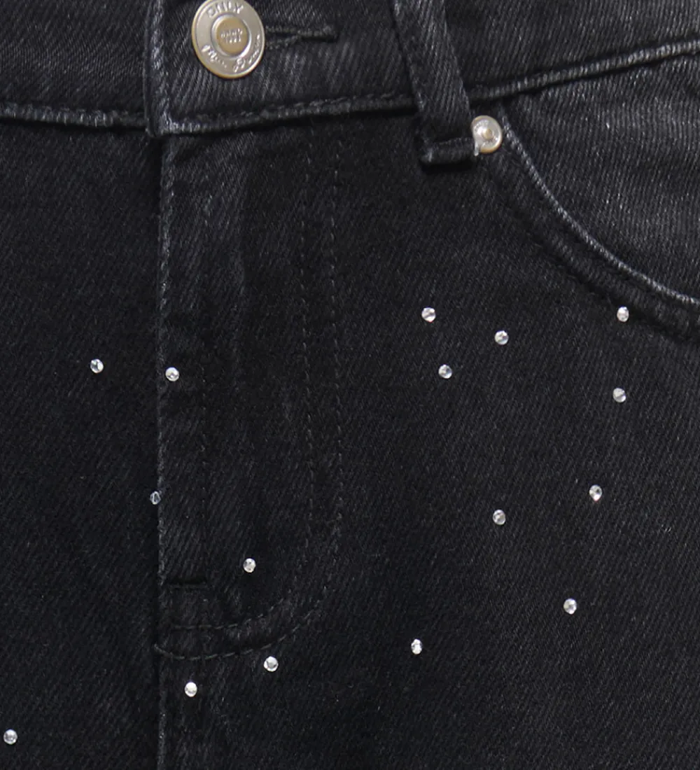 Kids Only Bukser Og Jeans|Pigetøj*Jeans - KogCobain - Rhinestone - Washed Black