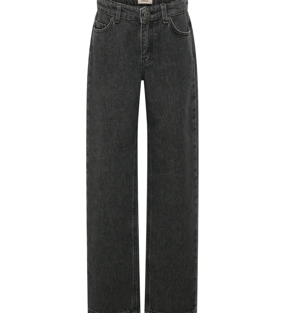 Bukser Og Jeans-Kids Only Jeans - KogLumi - Washed Black/ Heart Embroide