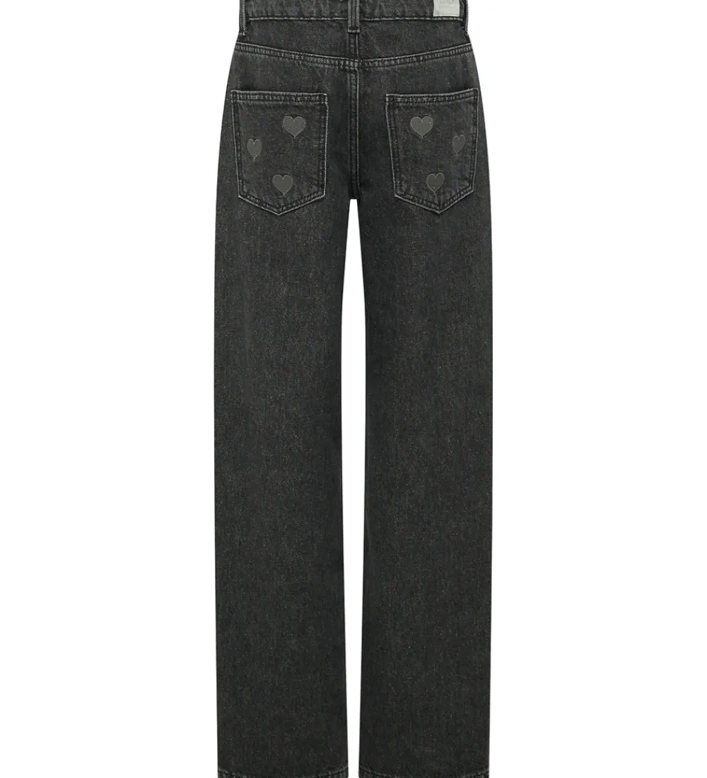 Bukser Og Jeans-Kids Only Jeans - KogLumi - Washed Black/ Heart Embroide