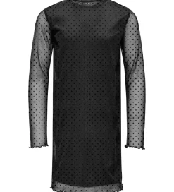 Kjoler-Kids Only Kjole - Mesh - KogDora - Black/Dots Flock Black