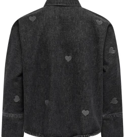 Kjoler-Kids Only Skjorte - KogGrace - Washed Black/ Heart Embroide