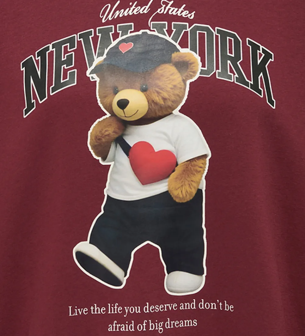 Kids Only Sweatshirts*Sweatshirt - KogLinda - Cabernet/New York Teddy