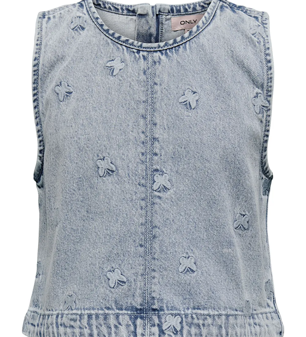 Kids Only Toppe*Top - KogFreja - Lyseblå Denim/Sommerfugl