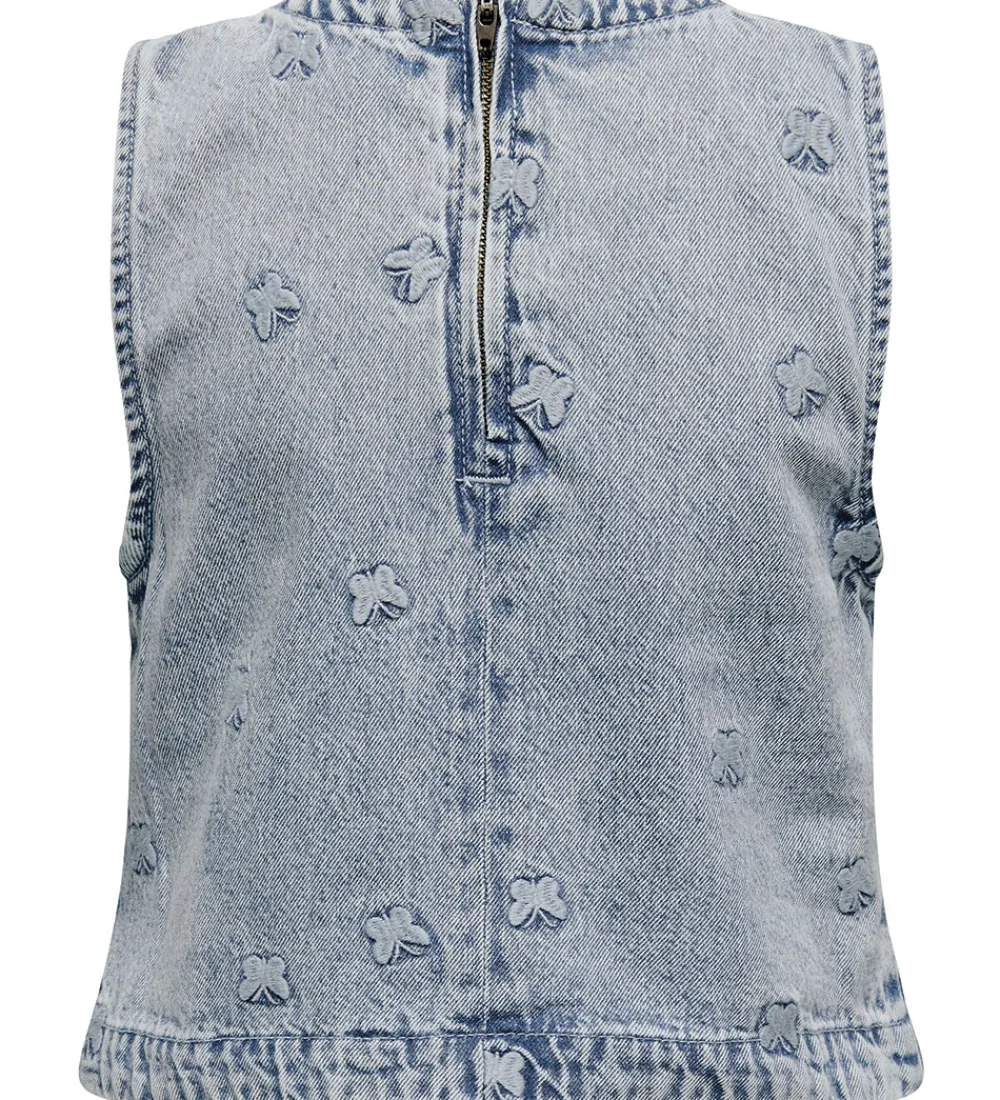 Kids Only Toppe*Top - KogFreja - Lyseblå Denim/Sommerfugl