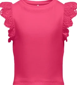 Toppe-Kids Only Top - Rib - KogDrea - Fuchsia Purple m. Broderi Anglai