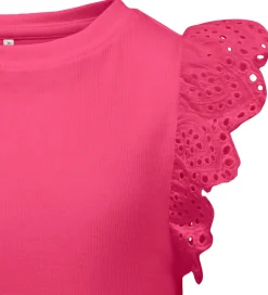 Toppe-Kids Only Top - Rib - KogDrea - Fuchsia Purple m. Broderi Anglai