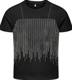 Kids Only T-Shirts*T-shirt - KogBillie - Stone Top - Black/Rhinestone Sil
