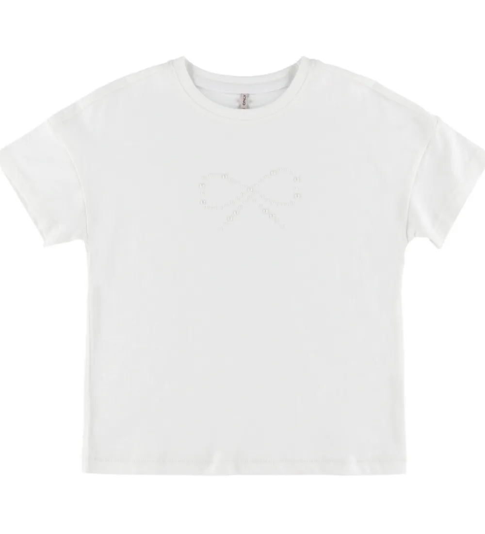 Kids Only T-Shirts*T-shirt - KogKate - Pearl - Cloud Dancer/Bow