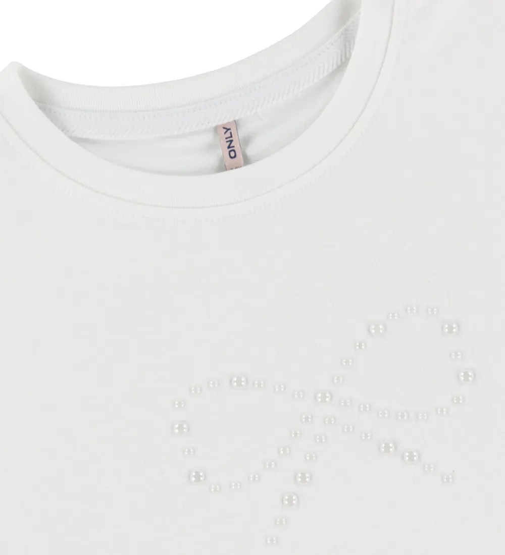 Kids Only T-Shirts*T-shirt - KogKate - Pearl - Cloud Dancer/Bow