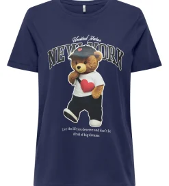 Kids Only T-Shirts*T-shirt - KogLina - Bear O-Neck Top - Midnight Sail/Ne