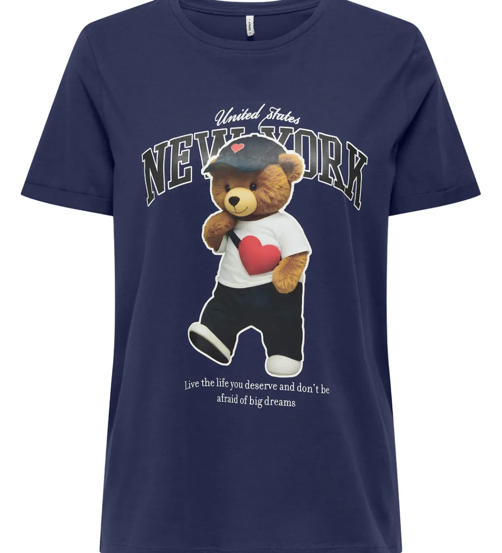 Kids Only T-Shirts*T-shirt - KogLina - Bear O-Neck Top - Midnight Sail/Ne