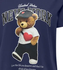 Kids Only T-Shirts*T-shirt - KogLina - Bear O-Neck Top - Midnight Sail/Ne