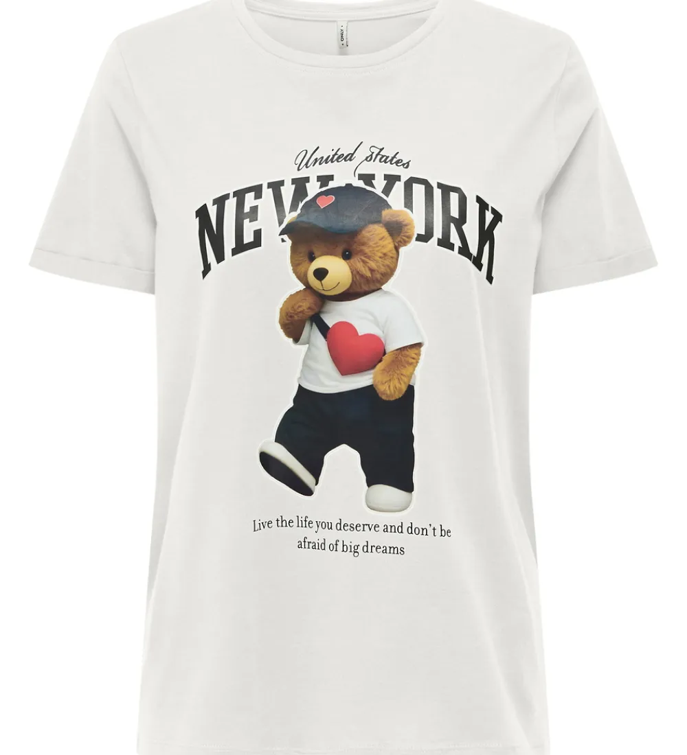 T-Shirts-Kids Only T-shirt - KogLina - Bear O-Neck Top - Cloud Dancer/New