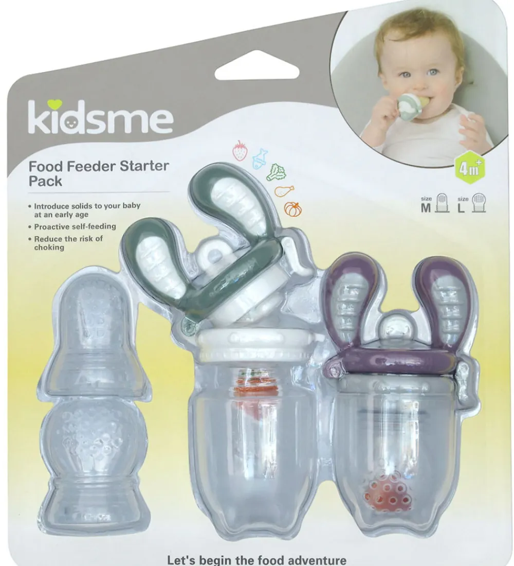 KidsMe Spisetid*Food Feedere - 2-pak - Starterpakke - M/L - Grey/Plum