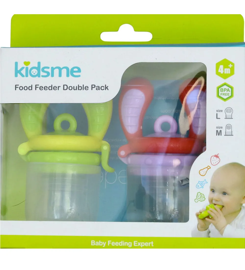 Spisetid-KidsMe Food Feedere - 2-pak - M/L - Laveder/Lime